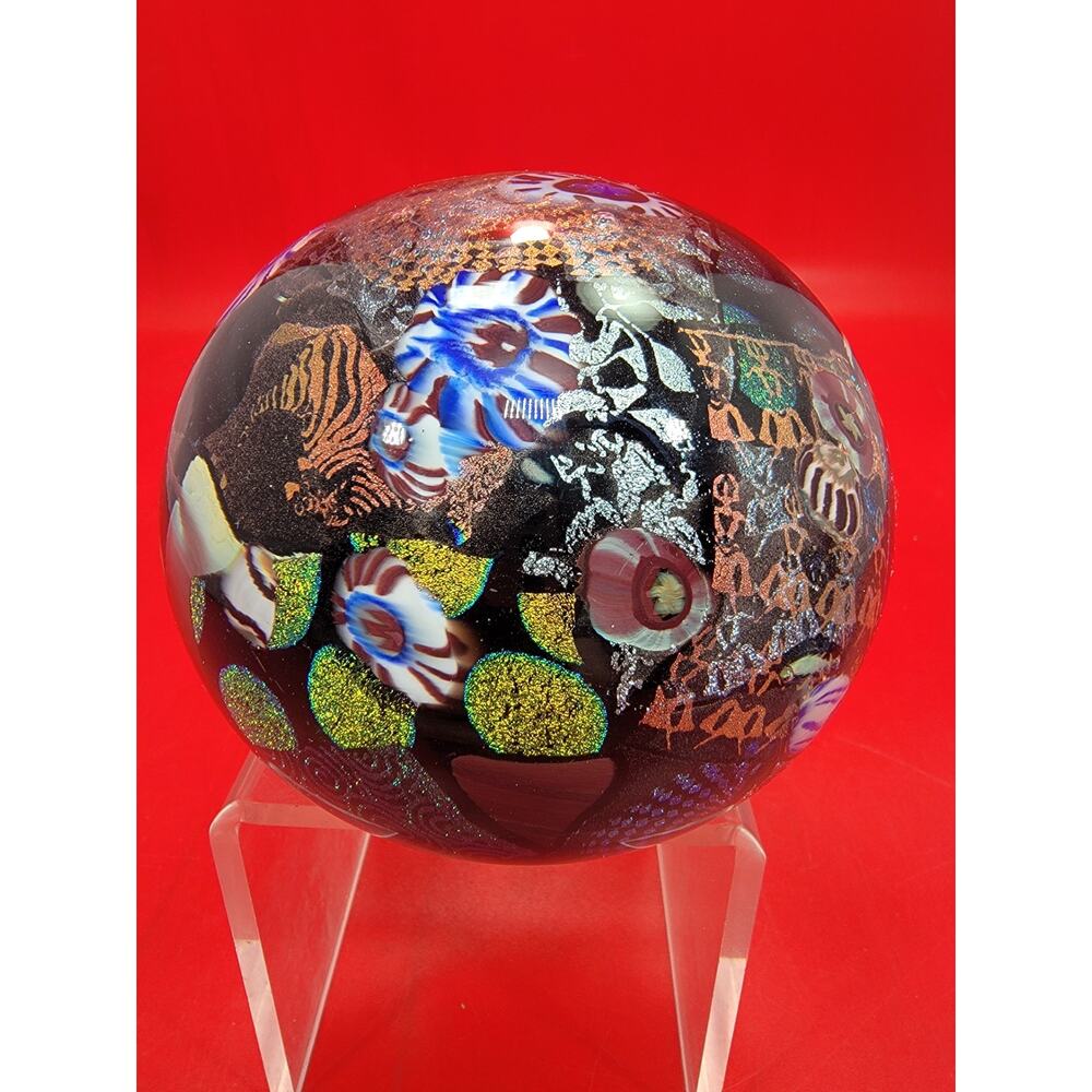 Signed Peter Vanderlaan Glass Paperweight Dichroic Art Sculpture 2001 Mint!